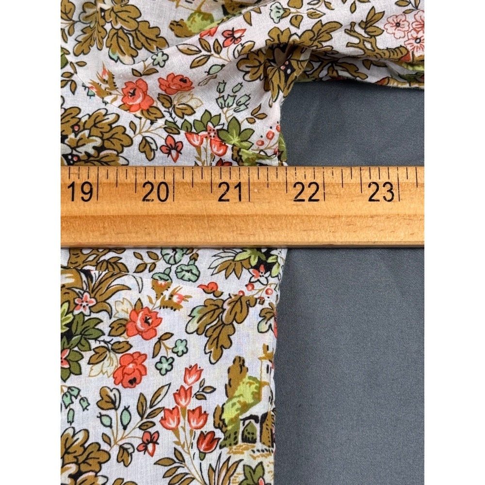 Talbots Tuscan Countryside Chateau Patterned‎ Ruffle Neck Blouse Top Large - Picture 10 of 14